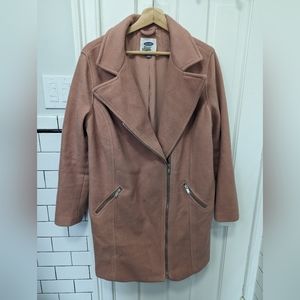 Old Navy Wool-blend Long Line Moto Jacket Pea Coat in Pink